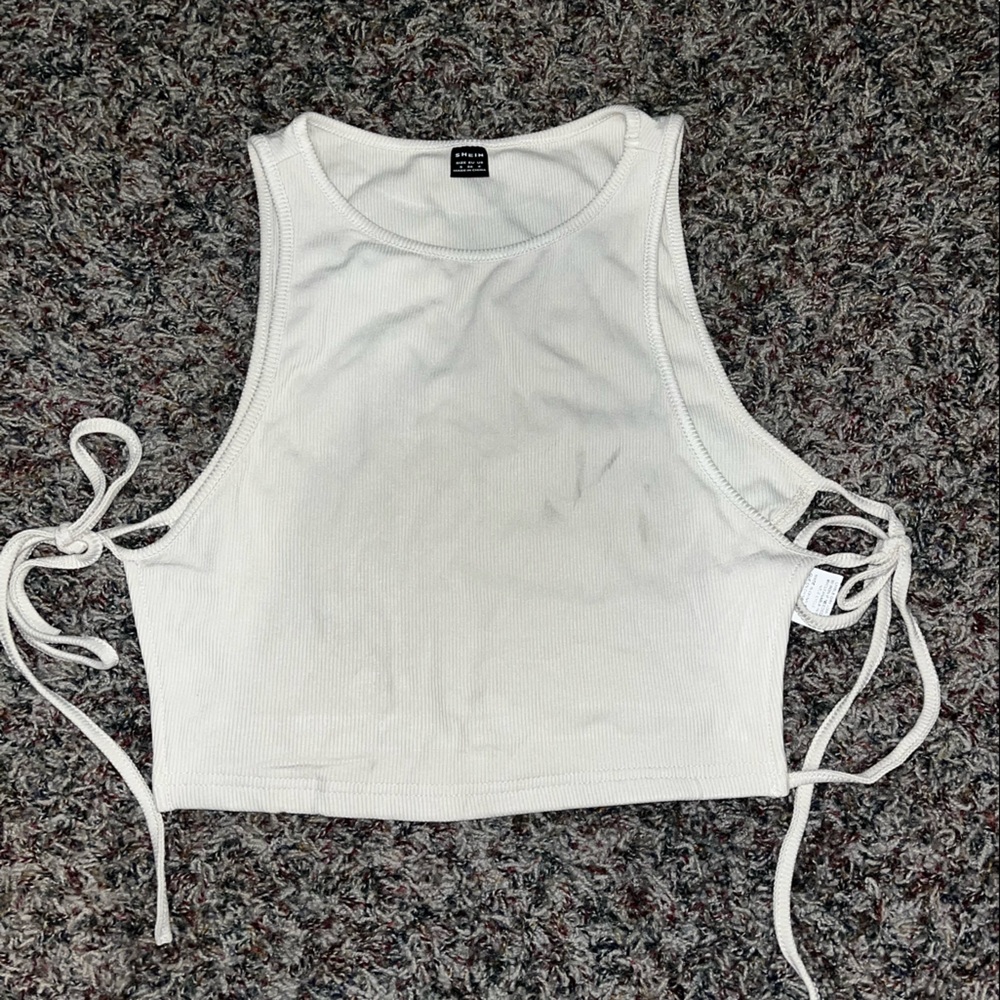 SHEIN cream open tie crop tank top. Size: S. Never worn